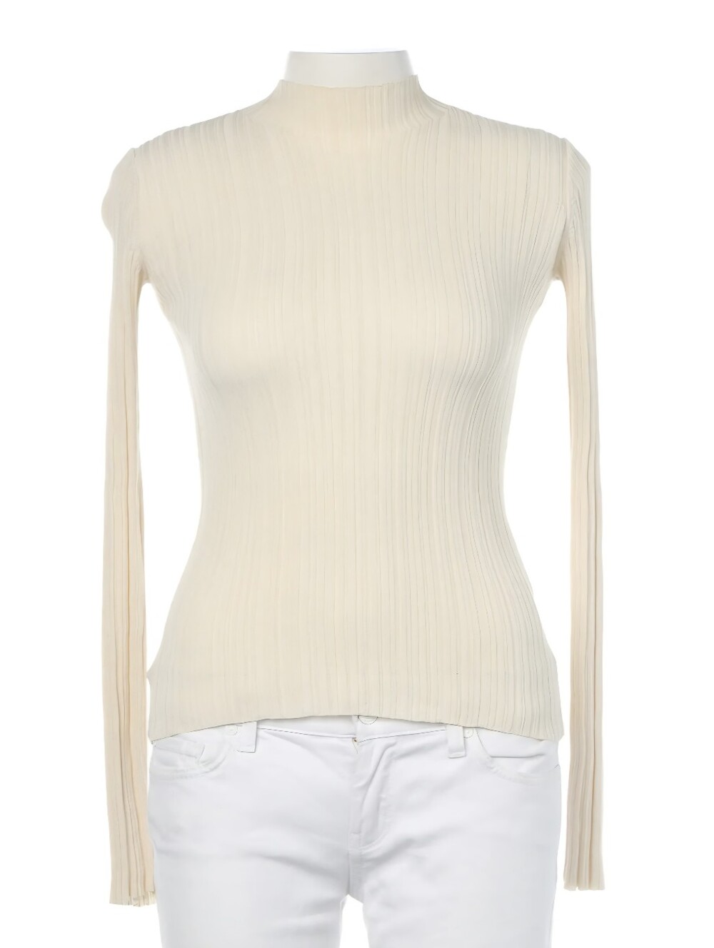 Acne Studios Ribbed Bodycon Long Sleeve Beige Top Size XXS